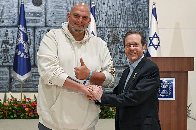 Israeli President Isaac Herzog meets with Sen. John Fetterman (D-Pa.) in Israel on June 25, 2024. Credit: Ma'ayan Toaf/GPO.