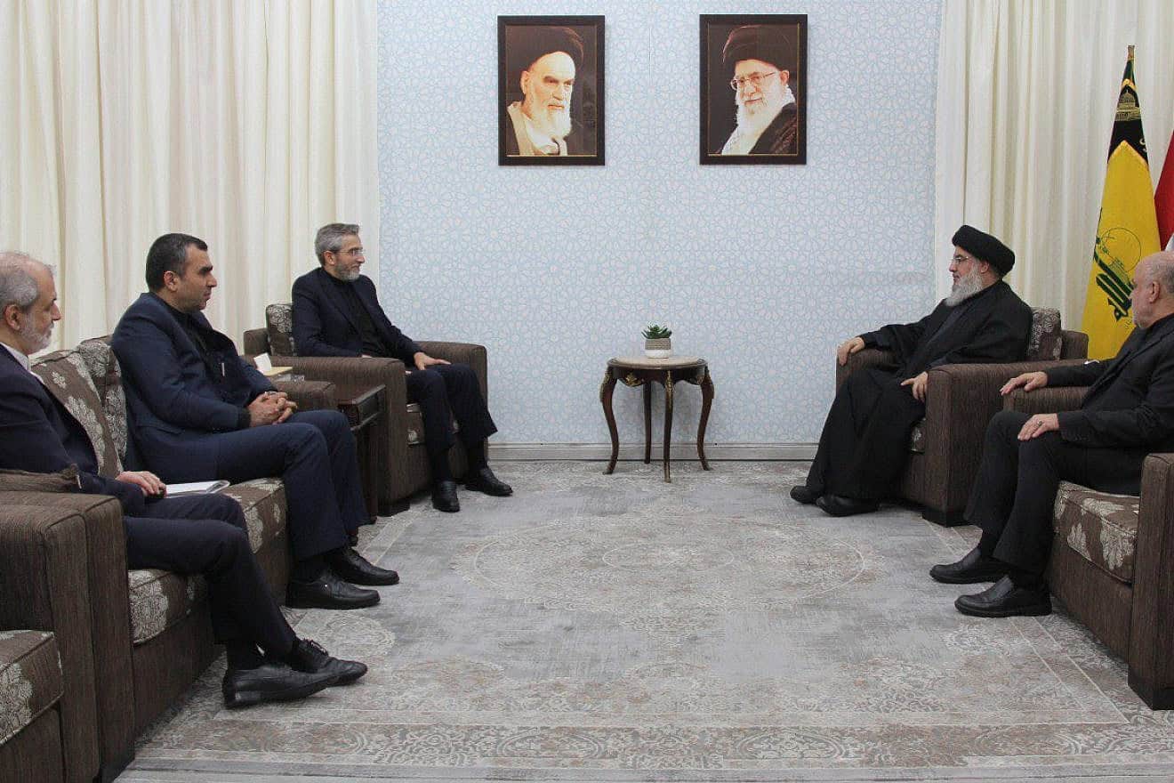 Acting Iranian Foreign Minister Ali Bagheri Kani meets Hezbollah Secretary-General Hassan Nasrallah in Beirut on June 4, 2024. Credit: IRNA/X.