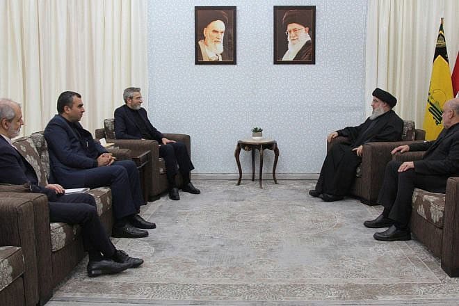 Acting Iranian Foreign Minister Ali Bagheri Kani meets Hezbollah Secretary-General Hassan Nasrallah in Beirut on June 4, 2024. Credit: IRNA/X.