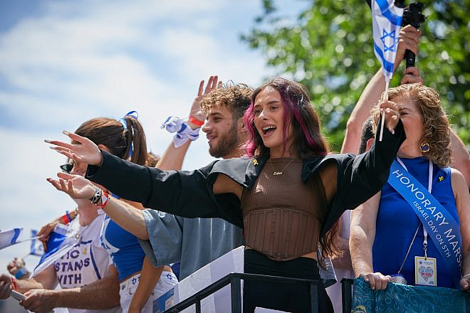 Eden Golan, Israel’s Eurovision star, at the Israel Day on Fifth parade, June 2, 2024. Credit: Shulamit, courtesy of UJA.