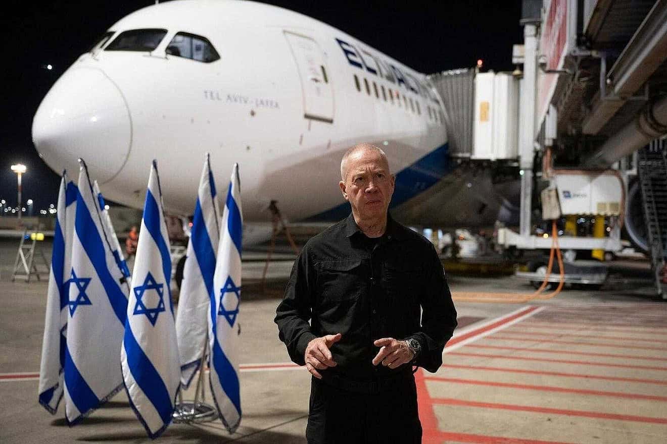 Israeli Defense Minister Yoav Gallant takes off for Washington, D.C., June 22, 2024. Credit: Shachar Yuman/Israeli Defense Ministry.