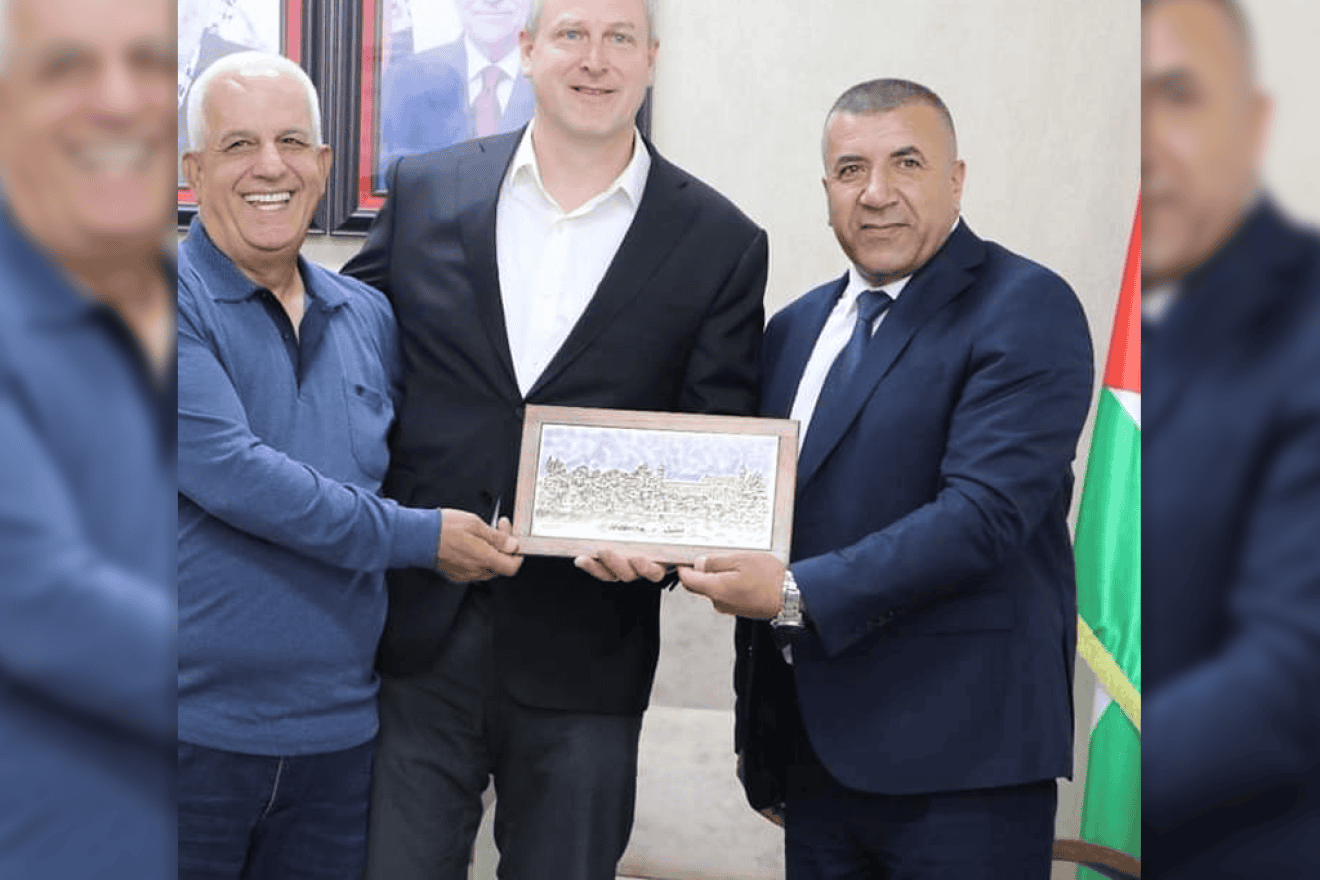 George Noll, the head of the U.S. Office of Palestinian Affairs in Jerusalem, meets the Palestinian Authority governor of Hebron, Khaled Doudin, in the Judea city, May 29, 2024. Credit: U.S. Department of State.