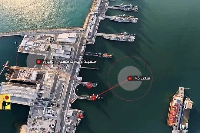 Hezbollah openly threatened Israel in a recent 10-minute video of drone footage showing strategic sites in northern Israel. Haifa is Israel’s third-largest city. Potential targets included Haifa’s port and a Navy facility. Credit: Courtesy.