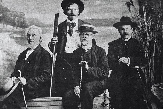 Hayim Nahman Bialik, Sholem Aleichem, Mendele Mocher Seforim and Mordechai Ben Ami. Credit: KKL-JNF Archive.