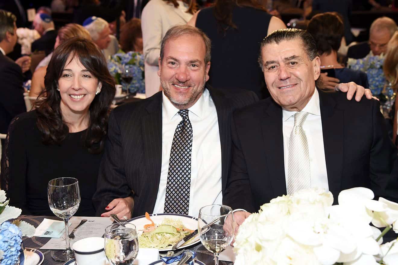 Joelle Eckstein, International Fellowship of Christian and Jews founder Rabbi Yechiel Eckstein (center) and FIDF co-chair Haim Saban attend the Friends of the Israel Defense Forces Western Region Gala in Beverly Hills, Nov. 3, 2016. Photo by Michael Kovac/WireImage.