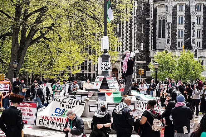 Palestine solidarity encampment at City College’s North Campus Quad, CUNY, on April 25, 2024. Credit: Luis Yanez/Shutterstock.