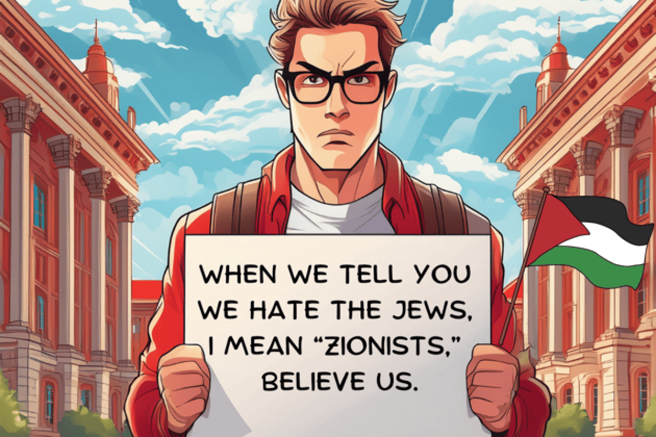 An anti-Jewish, anti-Israel graphic circulating in the United States, spring 2024, Credit: Courtesy.
