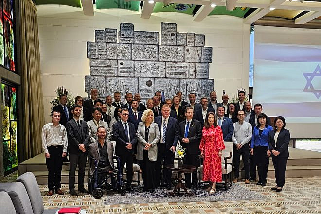 Among the delegation to meet with Israeli President Isaac Herzog are National Religious Broadcasters president and CEO Troy Miller, Pastor Nick Vujicic, Pastors Jim and Rosemary Schindler Garlow and Rabbi Tuly Weisz of Israel365. Credit: Courtesy of Israel365.