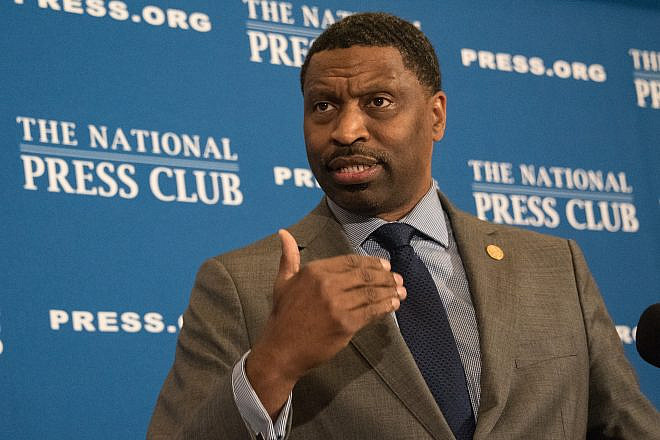 Derrick Johnson, interim president and CEO of the NAACP, speaks to a headliners luncheon at the National Press Club in Washington, D.C., on Aug. 29, 2017. Credit: Al Teich/Shutterstock.