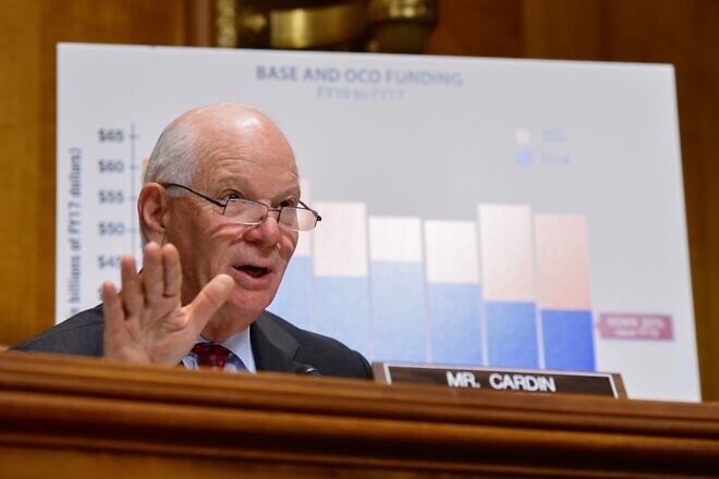 Sen. Ben Cardin (D-Md.), ranking Democrat on the Senate Foreign Relations Committee, addresses U.S. Secretary of State John Kerry on Feb. 23, 2016, on Capitol Hill in Washington, D.C., during a discussion the Obama administration's 2017 federal budget request. Credit: U.S. State Department.