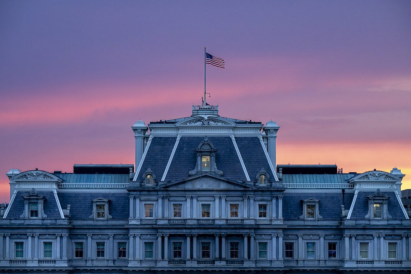 The Eisenhower Executive Office Building seen at dusk prior to the Fourth of July fireworks display on the National Mall, July 4, 2024. Credit: Carlos Fyfe/White House.