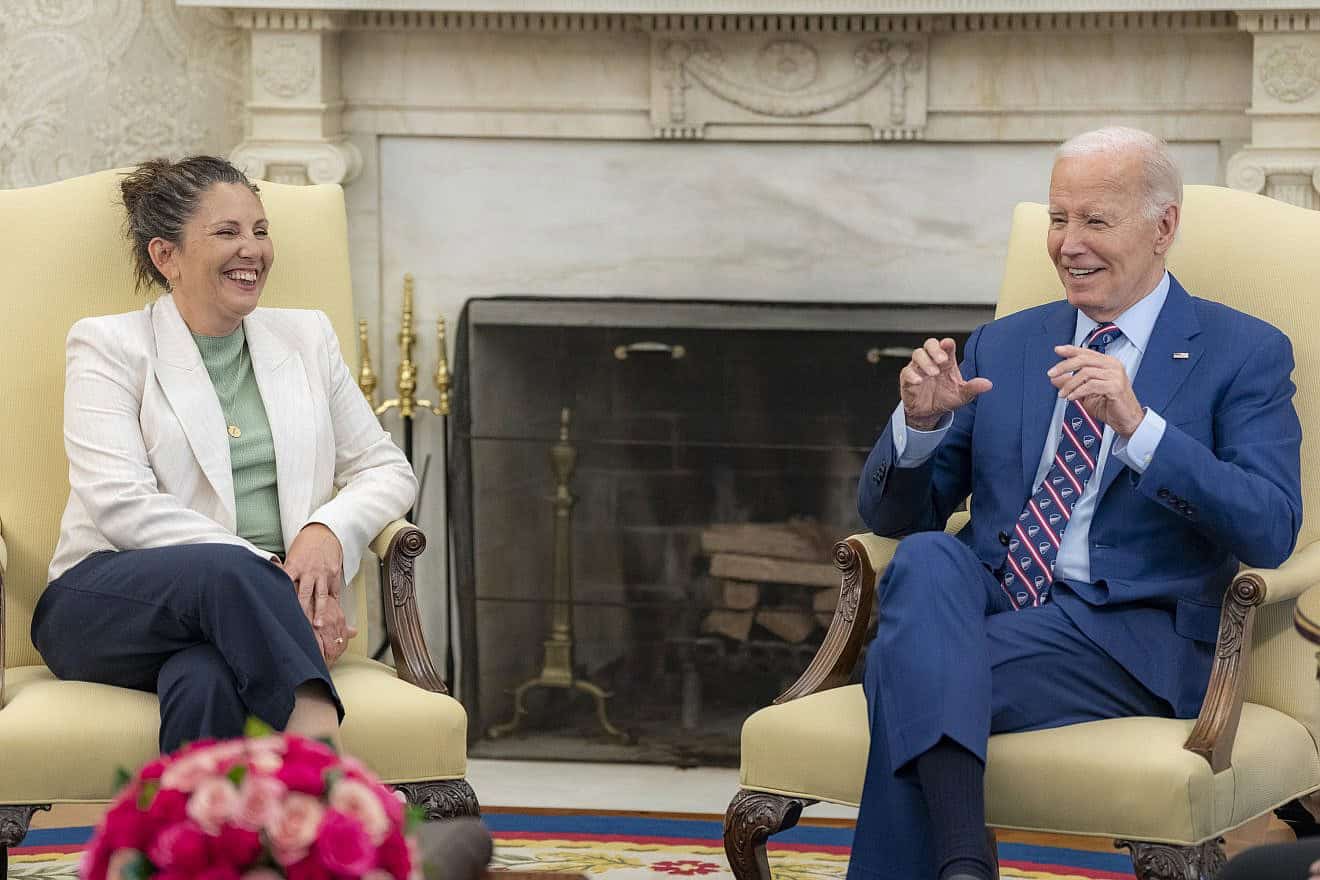 U.S. President Joe Biden meets at the White House with former Israeli-American hostage Liat Beinin Atzili, on July 8, 2024. Credit: Twitter/@POTUS.