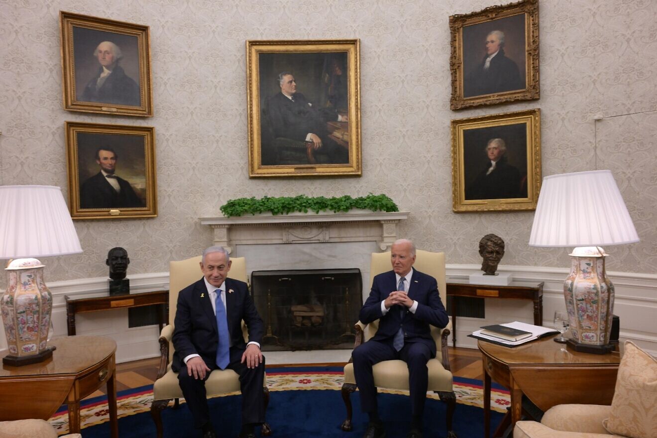 Israeli Prime Minister Benjamin Netanyahu meets with U.S. President Joe Biden at the White House on July 25, 2024. Photo by Amos Ben-Gershom/GPO.