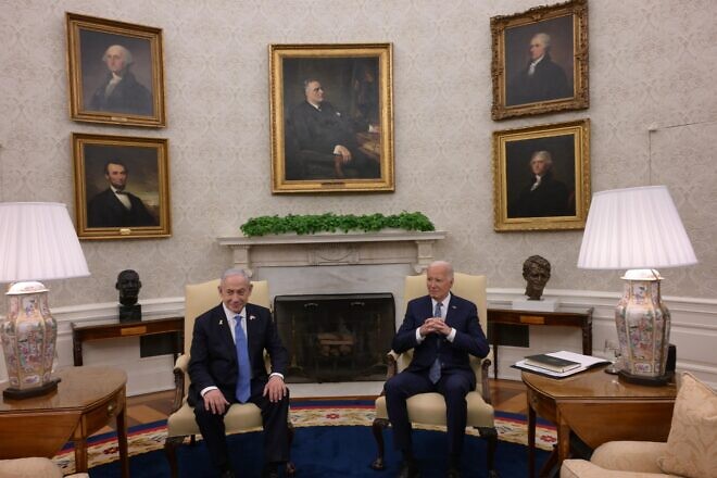 Israeli Prime Minister Benjamin Netanyahu meets with U.S. President Joe Biden at the White House on July 25, 2024. Photo by Amos Ben-Gershom/GPO.