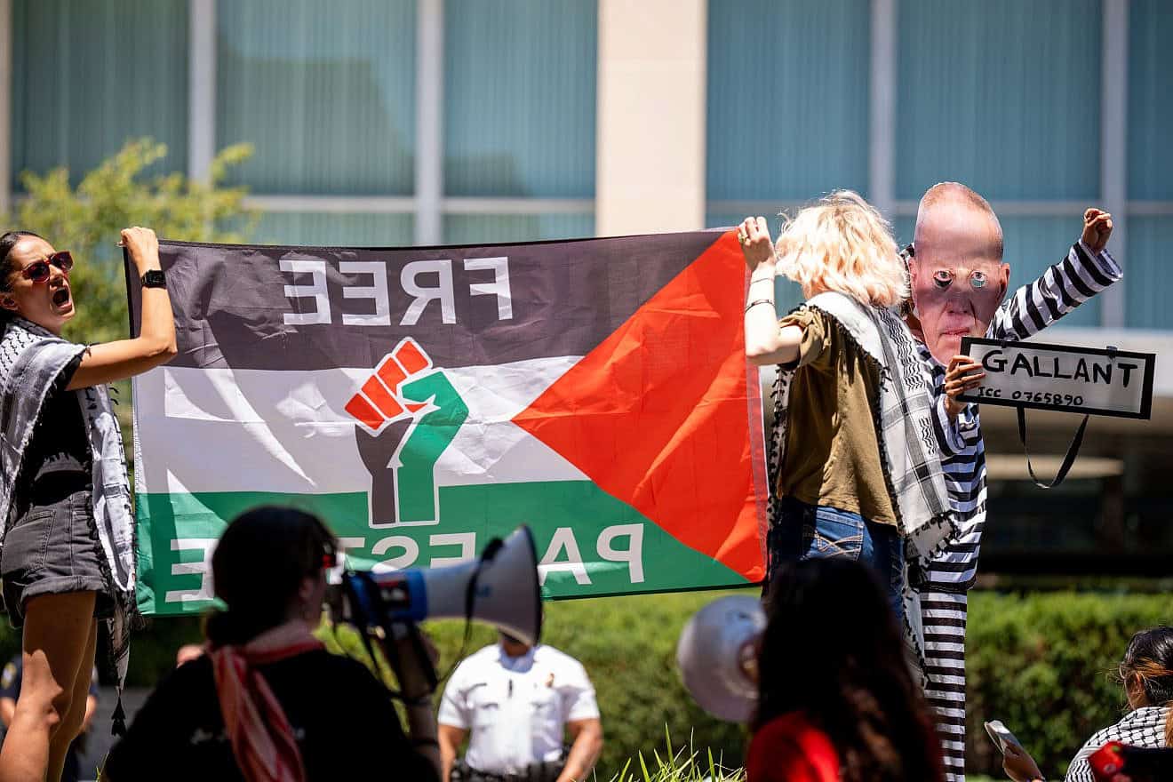 Code Pink for Peace protesters stand outside the U.S. State Department as Israeli Defense Minister Yoav Gallant meets with U.S. Secretary of State Antony Blinken in Washington, D.C., on June 24, 2024. Photo by Andrew Harnik/Getty Images.