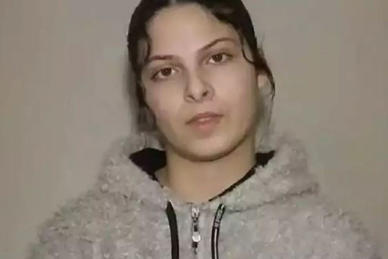 Daniella Gilboa, 20, as seen in the Hamas video. Source: Screenshot.
