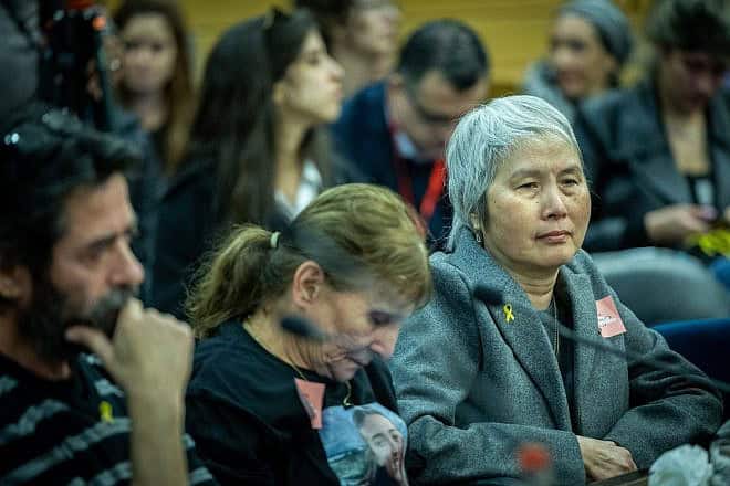 Liora Argamani, mother of hostage Noa Argamani, attends a meeting at the Knesset to lobby for the release of her daughter and the other captives held by Hamas in Gaza, Jan. 9, 2024. Photo by Yonatan Sindel/Flash90.