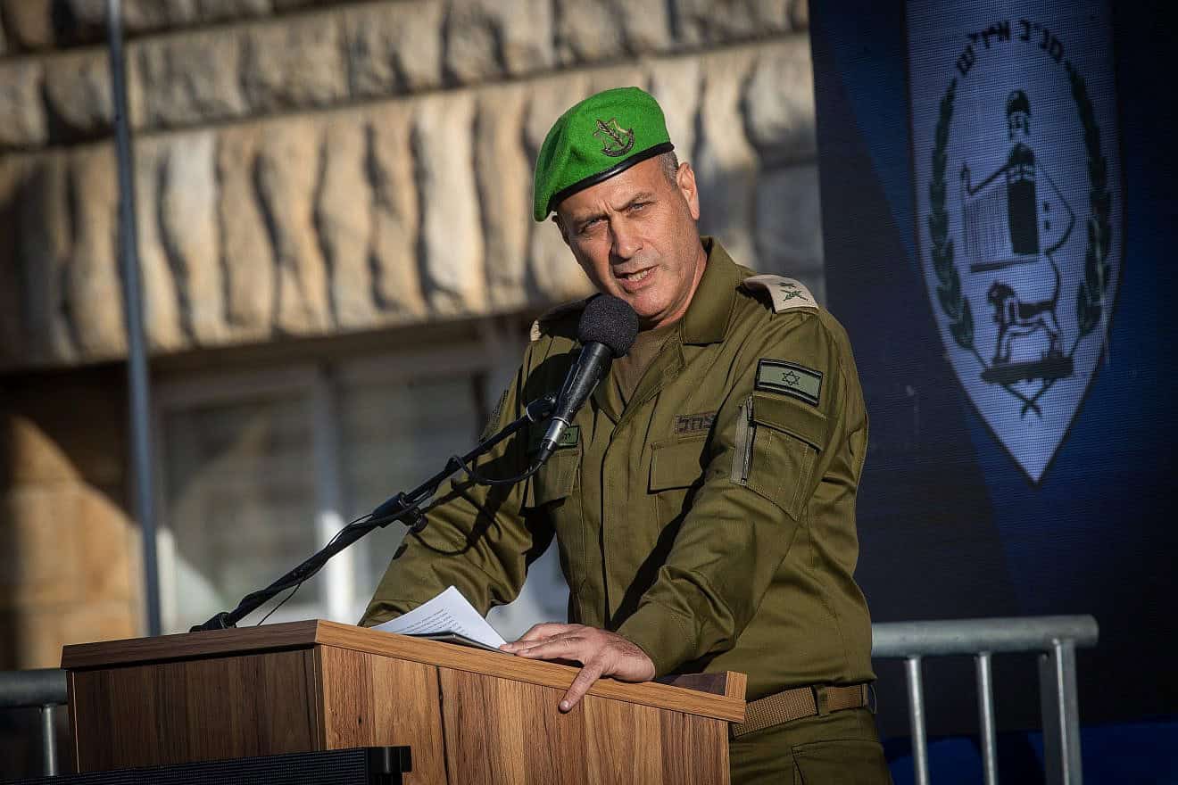 Outgoing IDF Central Command head Maj. Gen. Yehuda Fox at his retirement ceremony held at the Central Command headquarters in Jerusalem, July 8, 2024. Photo by Oren Ben Hakoon/Flash90.