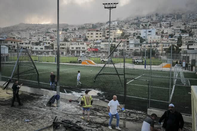 The aftermath of a Hezbollah rocket attack in the Druze town of Majdal Shams, July 27, 2024. Photo by Michael Giladi/Flash90.
