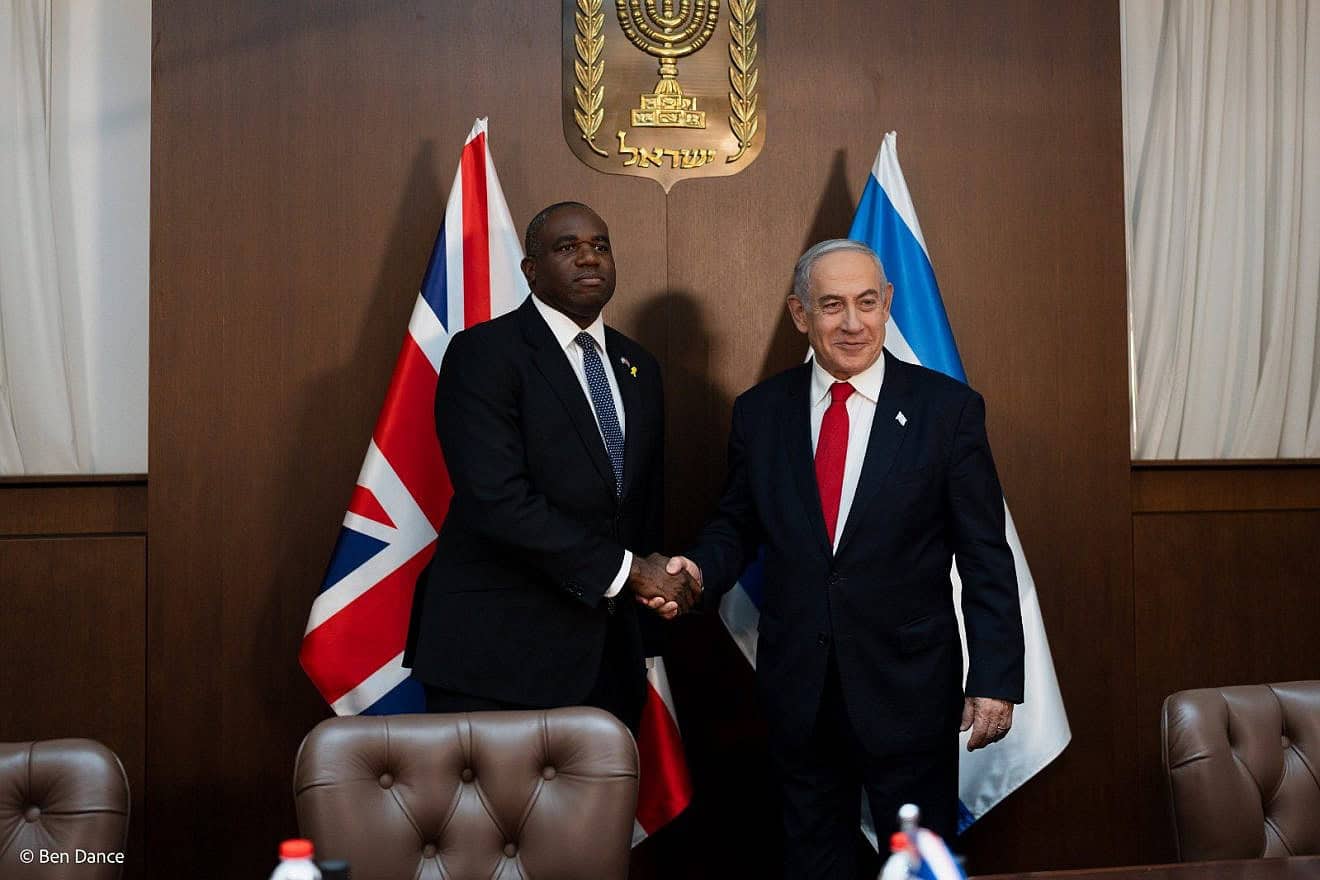 Foreign Secretary David Lammy meets Prime Minister Benjamin Netanyahu in Jerusalem, July 14, 2024. Credit: U.K. Foreign Office.