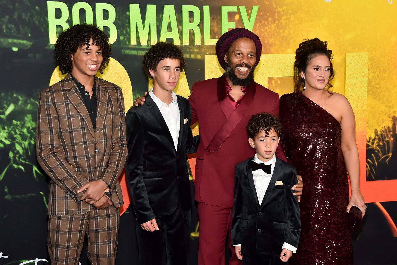 (From left) Gideon Marley, Abraham Marley, Ziggy Marley, Isaiah Marley and Orly Marley attend the Los Angeles Premiere of "Bob Marley: One Love" at Regency Village Theatre on Feb. 6, 2024, in Los Angeles, California. Photo by Alberto E. Rodriguez/Getty Images for Paramount Pictures.