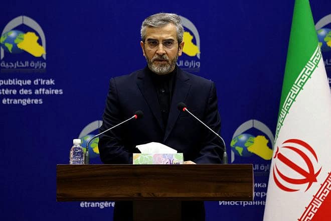 Interim Iranian Foreign Minister Ali Bagheri Kani addresses the media at a press conference in Baghdad, June 13, 2024. Photo by Ahmad Al-Rubaye/AFP via Getty Images.