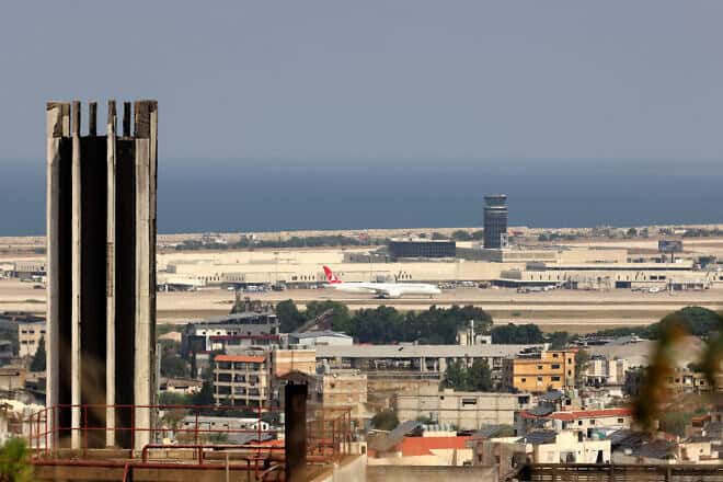 A Turkish Airlines aircraft at Beirut Rafic Hariri International Airport on June 21, 2024. Photo by Anwar Amro/AFP via Getty Images.