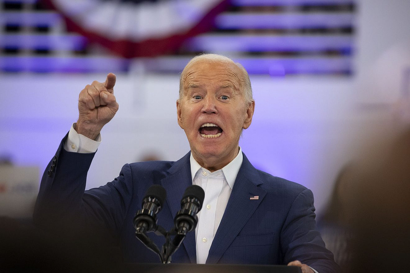 U.S. President Joe Biden speaks to supporters at a campaign event at Renaissance High School on July 12, 2024 in Detroit. Photo by Bill Pugliano/Getty Images.