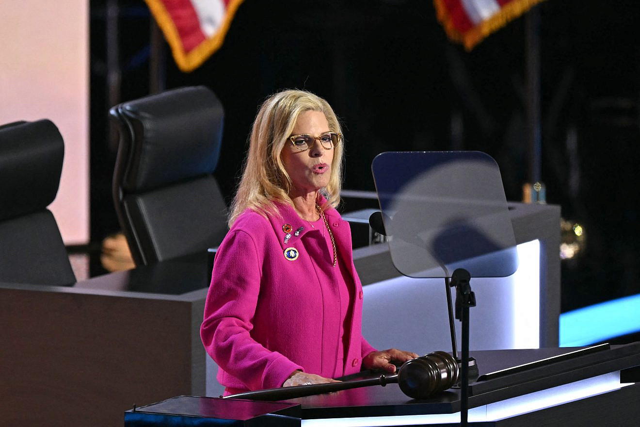 Leora Levy, of Connecticut, speaks during the first day of the 2024 Republican National Convention at the Fiserv Forum in Milwaukee, Wisc., July 15, 2024. Photo by Patrick T. FallonAFP via Getty Images.