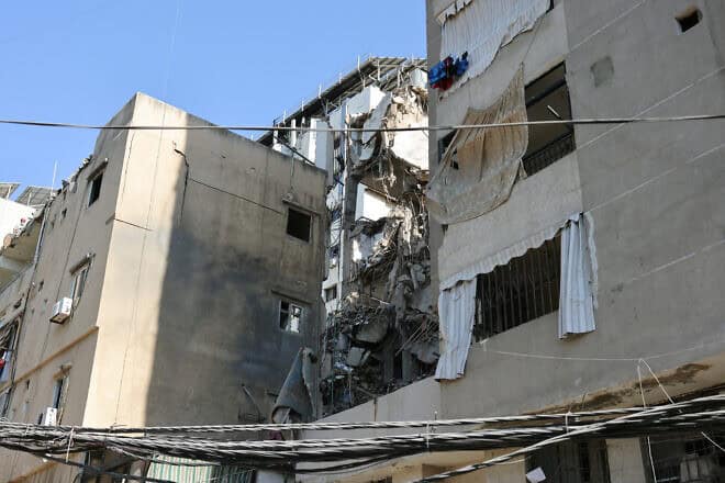 The aftermath of an Israeli strike in Beirut's southern suburbs, July 31, 2024. Photo by Anwar Amro/AFP via Getty Images.