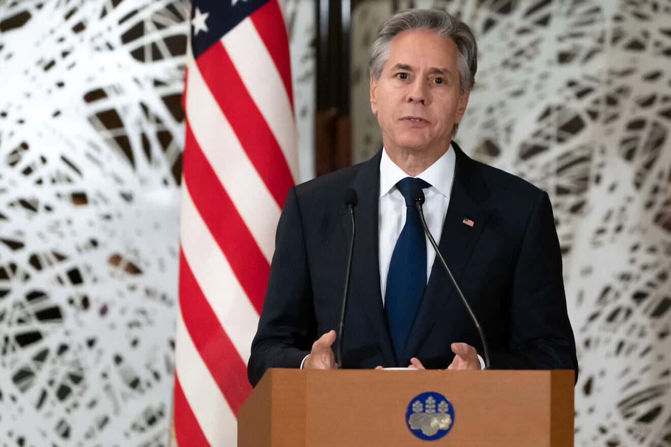 U.S. Secretary of State Antony Blinken speaks during a joint press conference at Iikura Guest House in Tokyo on July 29, 2024. Photo by Tomohiro Ohsumi/Getty Images.