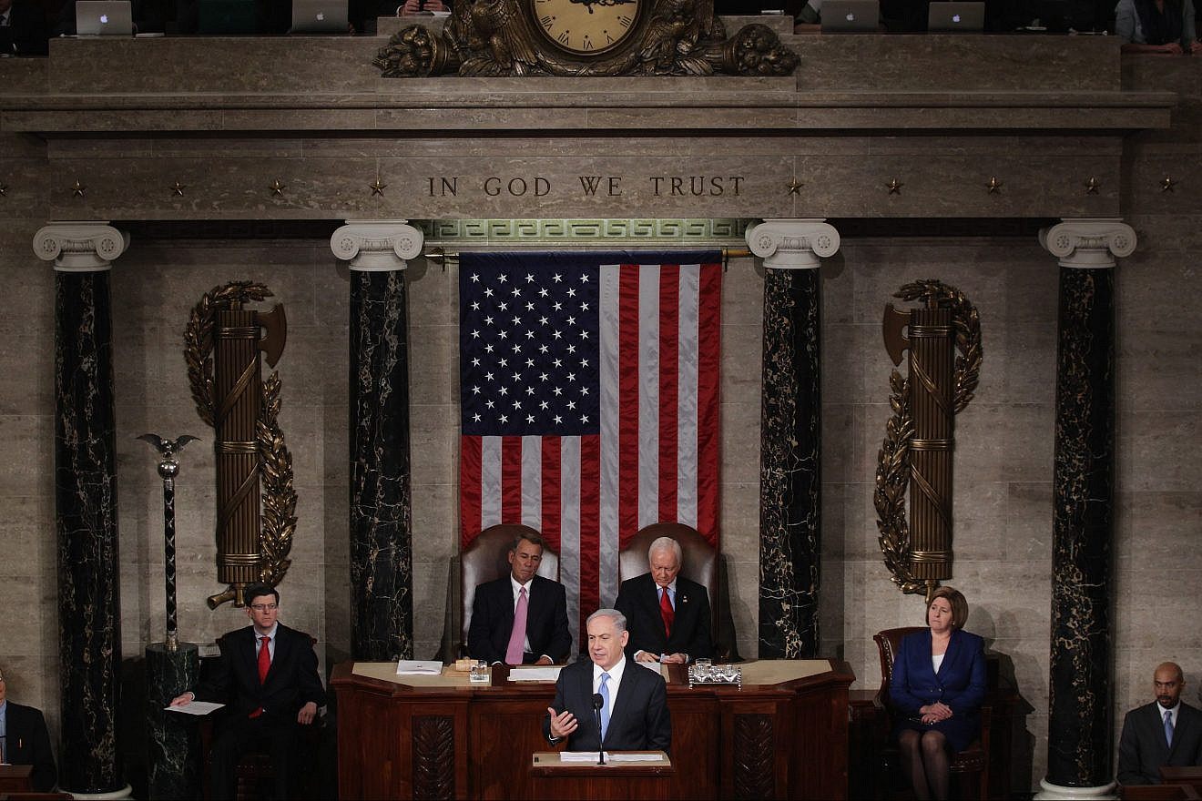 Israeli Prime Minister Benjamin Netanyahu addresses a joint session of the U.S. Congress in the House chamber on March 3, 2015. Credit: Alex Wong/Getty Images.
