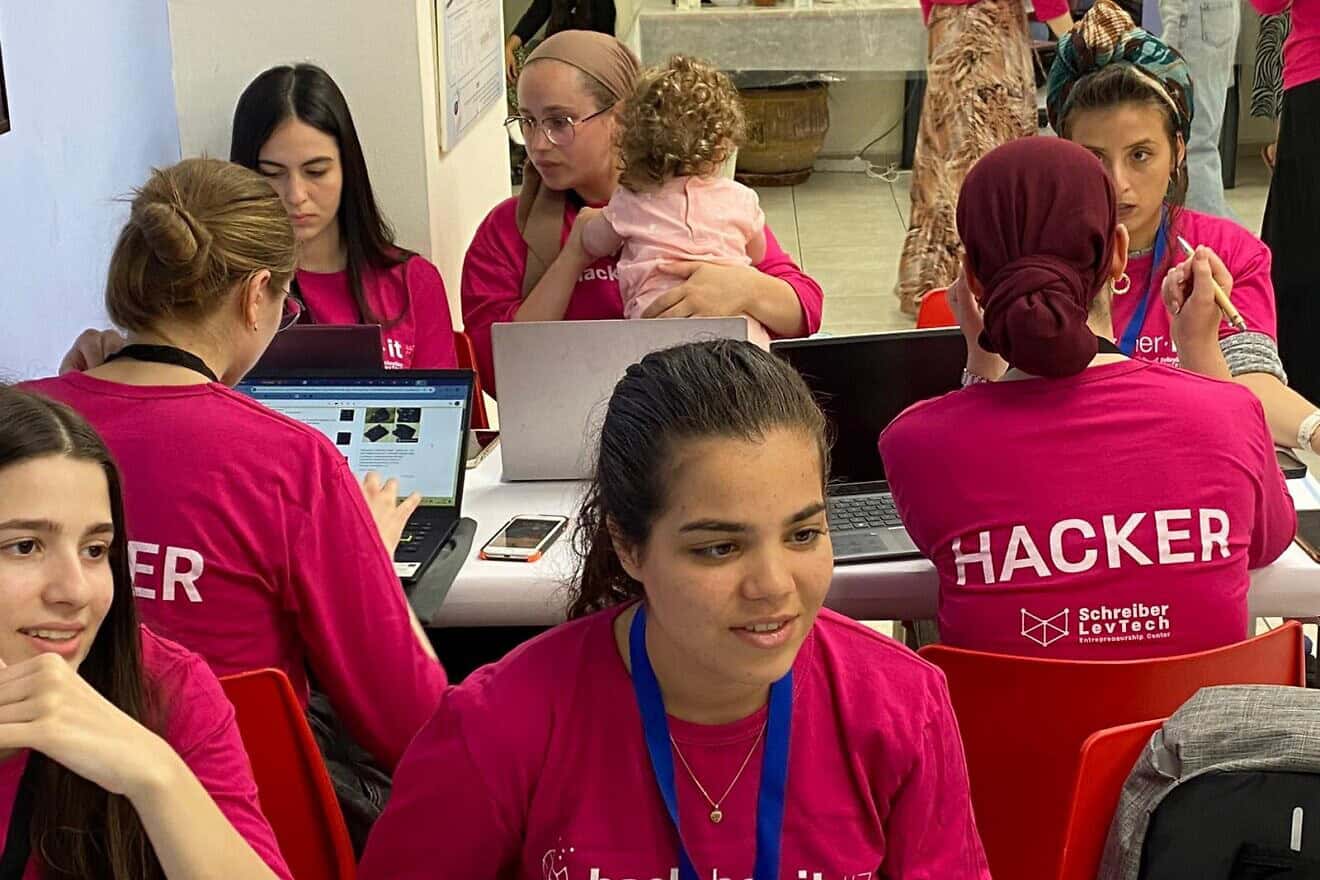 Participants seen at the Jerusalem College of Technology Hack.Her.It hackathon in Jerusalem. Credit: Courtesy.