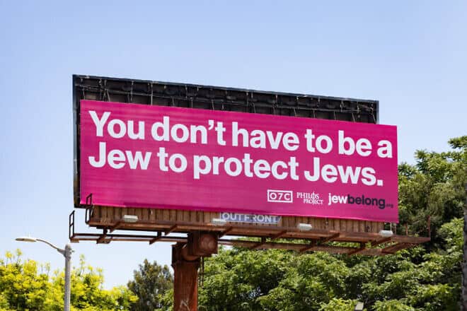 The nonprofit group JewBelong will start a campaign featuring ads across California, Colorado, New Jersey, Pennsylvania, Illinois, Texas and Florida. Credit: Courtesy of JewBelong.
