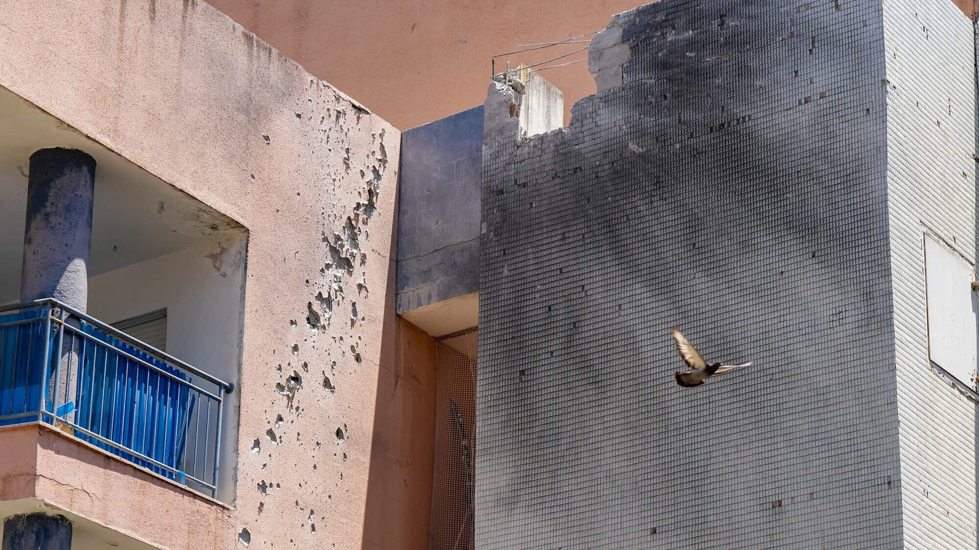 View of a house hit by a Hezbollah rocket fired from Southern Lebanon the day before, in the northern Israeli city of Kiryat Shmona, on July 17, 2024. Photo by Ayal Margolin/Flash90.