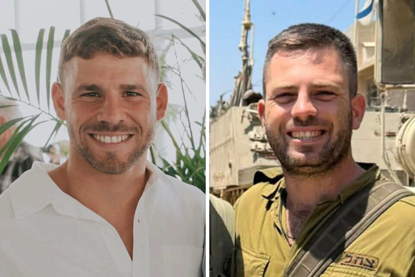 Master Sgt. (res.) Nadav Elchanan Knoller, 30 (right), and Maj. (res.) Eyal Avnion, 25, were killed battling Hamas terrorists in the Gaza Strip, July 1, 2024. Credit: IDF.