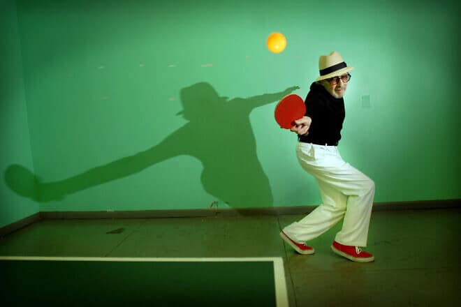 Marty Reisman, holder of 18 international and U.S. national table tennis titles, and author of the 1974 book “The Money Player,” in which he described his life traveling the world playing high-stakes matches. Photo by Neville Elder/Corbis via Getty Images.