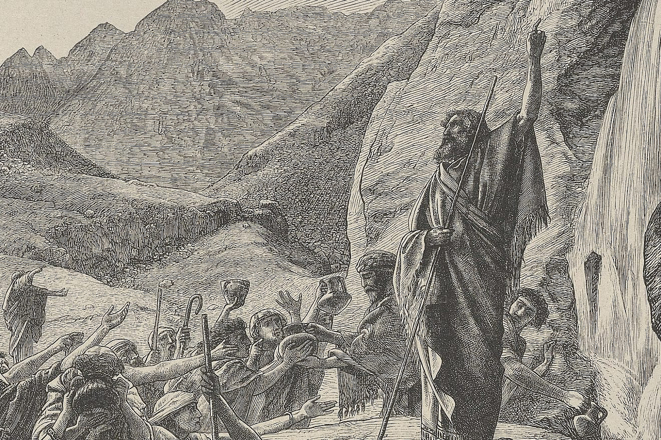 "Moses Strikes the Rock" from Dalziels' Bible Gallery, circa 1865–1881. Source: Metropolitan Museum of Art via Wikimedia Commons.