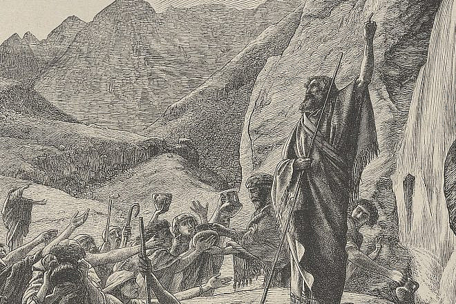 "Moses Strikes the Rock" from Dalziels' Bible Gallery, circa 1865–1881. Source: Metropolitan Museum of Art via Wikimedia Commons.