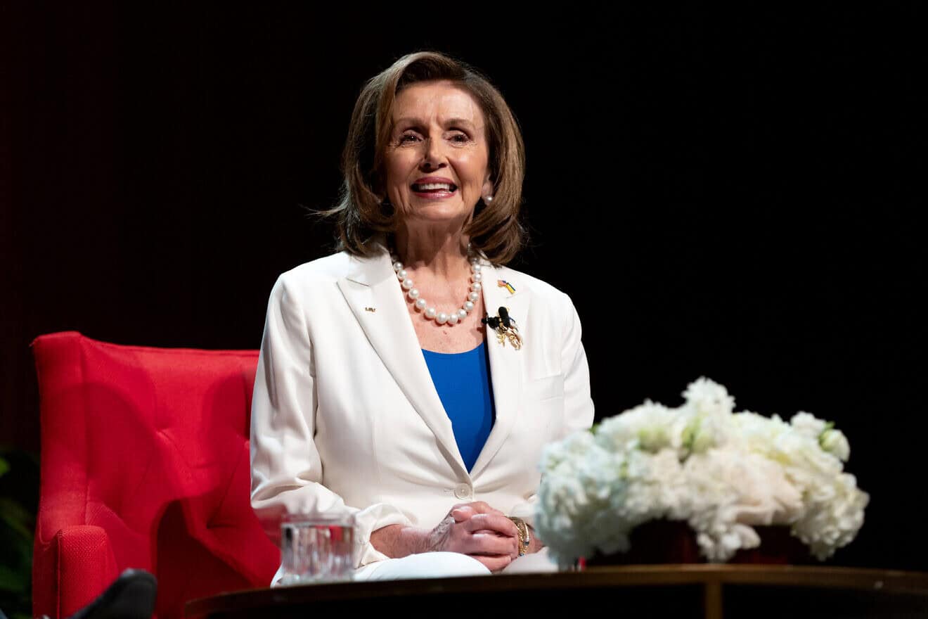Nancy Pelosi, Speaker of the U.S. House of Representatives, during a civic conversation hosted by the LBJ Foundation in Austin and held during Women’s History Month, March 22, 2022. Credit: LBJ Library Photo by Brian Birzer via Wikimedia Commons.