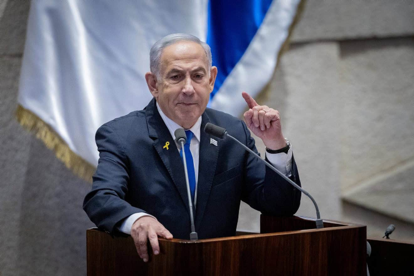 Israeli Prime Minister Benjamin Netanyahu attends a debate at the Knesset on June 24, 2024. Photo by Chaim Goldberg/Flash90.