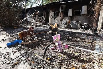 Destruction at Kibbutz Nir Oz. Photo by Oren Cohen.