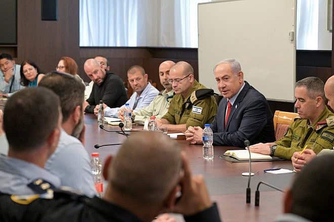 Prime Minister Benjamin Netanyahu briefs Israel National Defense College cadets on the war against Hamas in the Gaza Strip, July 1, 2024. Photo by Koby Gideon/GPO.