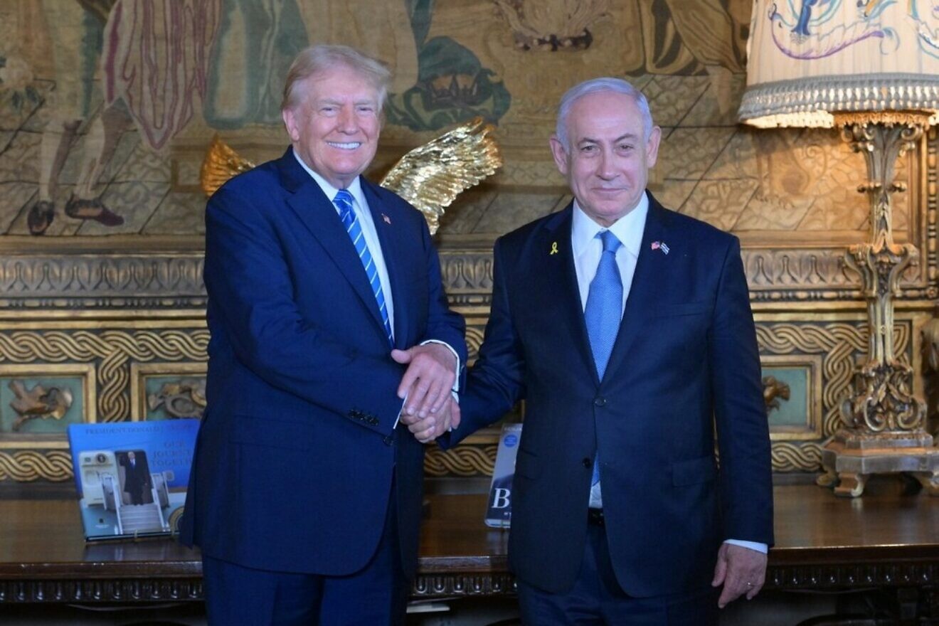 Former U.S. President Donald Trump hosts Israeli Prime Minister Benjamin at his Mar-a-Lago estate in Palm Beach, Fla., on July 26, 2024. Photo by Amos Ben-Gershom/GPO.