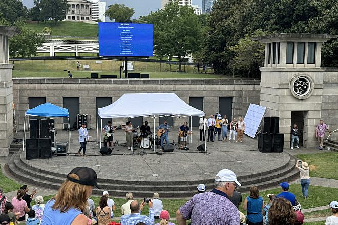A rally against antisemitism hosted by the Jewish Federation of Greater Nashville on July 21, 2024. Credit: Jewish Federation of Greater Nashville.