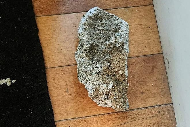A rock was thrown in the early-morning hours at one of the windows of the Chabad Jewish Center of Oakland, Calif., on July 6, 2024. Credit: Courtesy of Rabbi Dovid Labkowski.