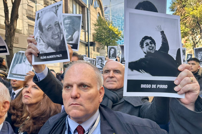 A 2024 memorial event marking 30 years after the bombing of the AMIA Jewish community center in Buenos Aires, which killed 85 people. Source: courtesy.