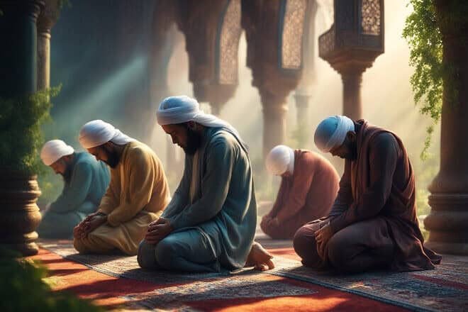 An illustrative image of Muslims at prayer. Source: DeepAI.