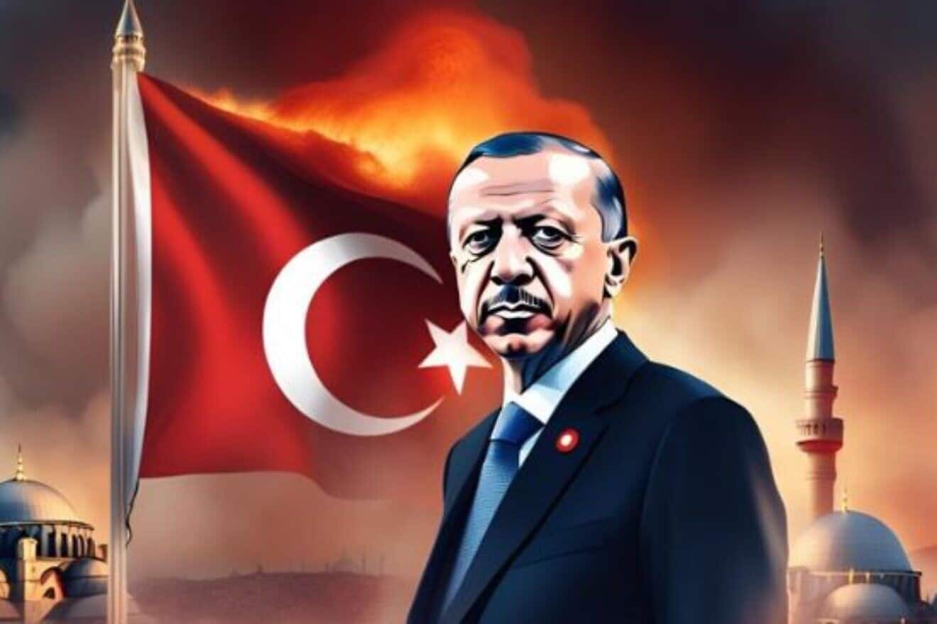 President Recep Tayyip Erdoğan appears with Istanbul and the Turkish flag in flames in then-Israeli Foreign Minister Israel Katz's tweet, Aug. 2, 2024. Credit: X.