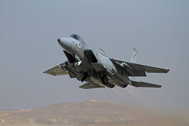 An Israeli Air Force F-15 fighter jet takes off from Ovda Airbase, 25 miles north of Eilat, Nov. 25, 2013. Photo by Ofer Zidon/Flash90.